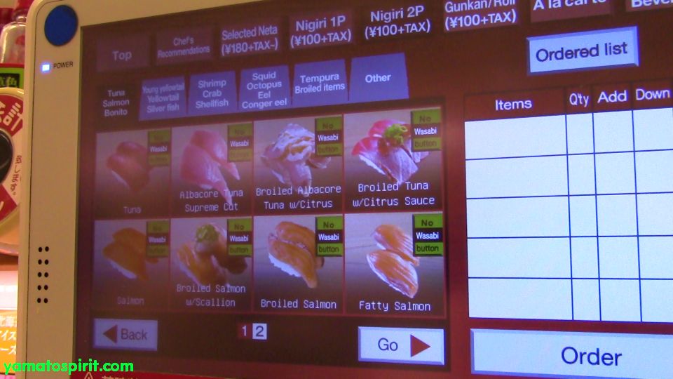 Order touch panel in English and Japanese